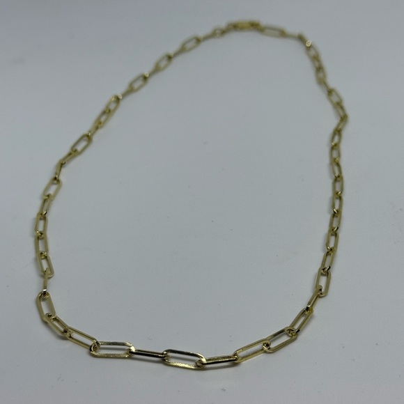 14k Gold Wide Paperclip Chain 3.3mm Elegant Gold Chain Necklace - Picture 2 of 5